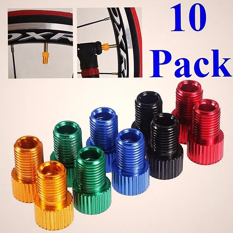 10 Pack Presta to Schrader Valve Stem Adapter Converter Bicycle Bike Tire Tube