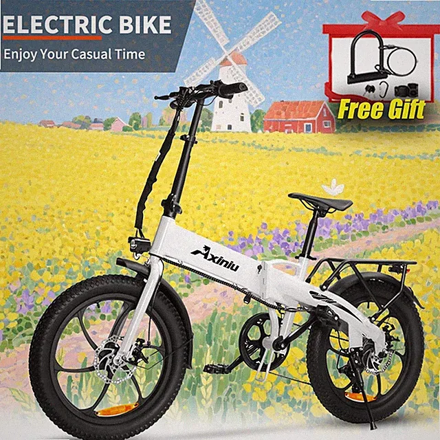 20" Adult Electric Bike 850W 48V 10Ah 28MPH Bicycle Fat Tire E-Mountain Bike