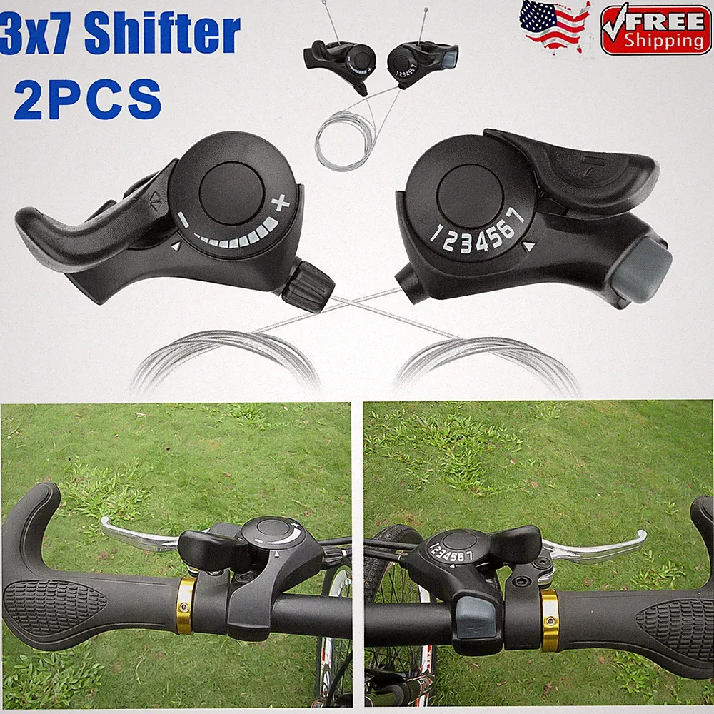 2Pcs 21 Speed Shifter for MTB Mountain Road Bicycle Shifter Bike Thumb Gear Set
