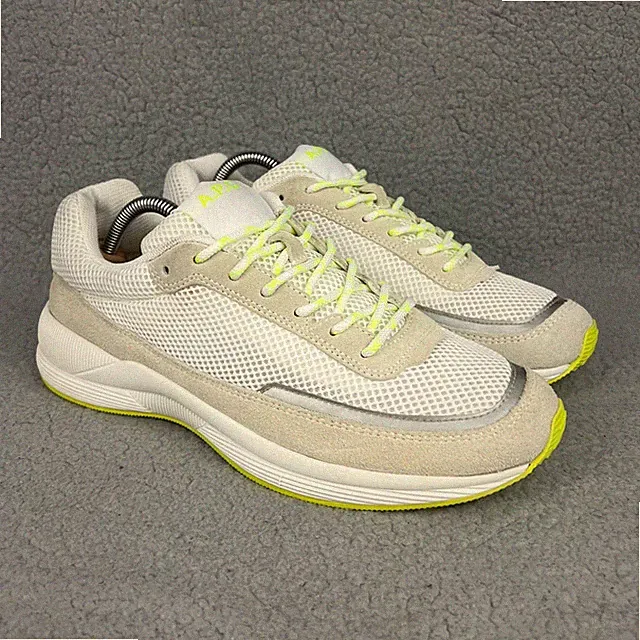 A.P.C. Running Homme Men 10 EU 43 Shoe White Beige Neon Run Around Sneaker APC 3