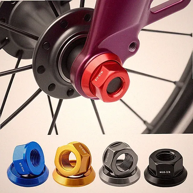 Aluminum M10 Hub Nuts 4PCS 7075 Grade for Folding Bike Fixed Gear Wheel Axle