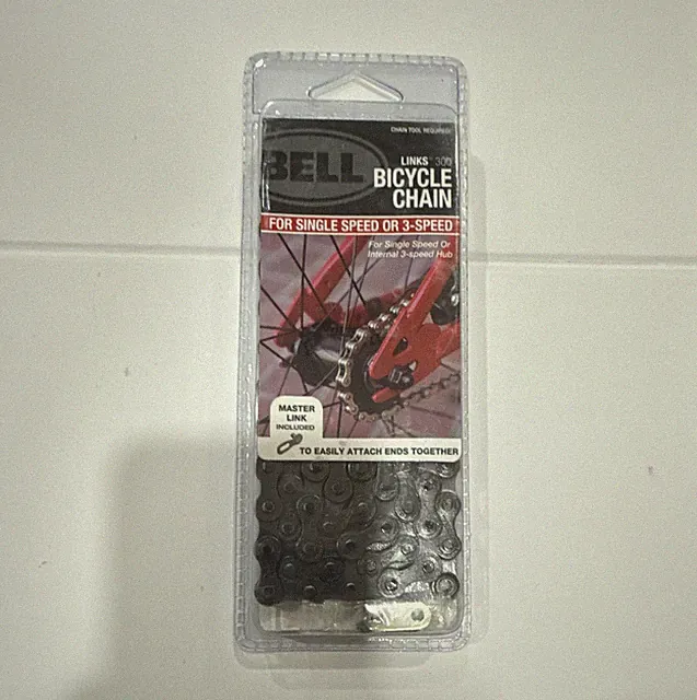 Bell Links 300 Black Steel Bike Chain 1/2 x 1/8 Single Speed/3-Speed +Link