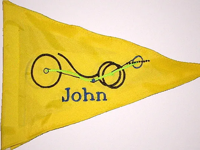 Custom Name Recumbent Trike Flag Personalized Bicycle Pennant High-Viz 10x13