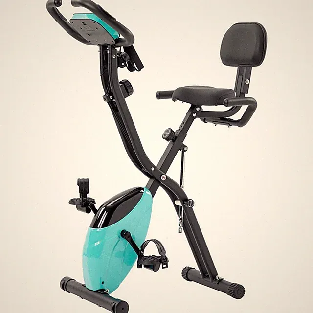 Folding Exercise Bike, Fitness Upright Recumbent X-Bike with 10-Level Green