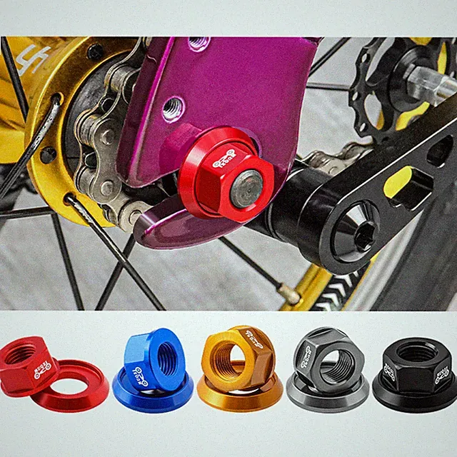 Folding Fixed Gear Mountain MTB Bike Aluminum Alloy Hub Nut M10 Rear Axle Screw