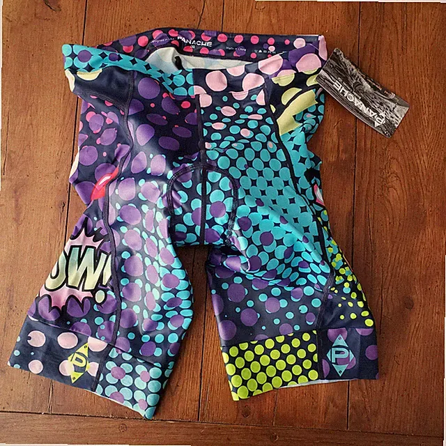 Panache Mens XXL Tri Shorts 10" Inseam Padded Triathlon Cycling Boom Pow 2XL